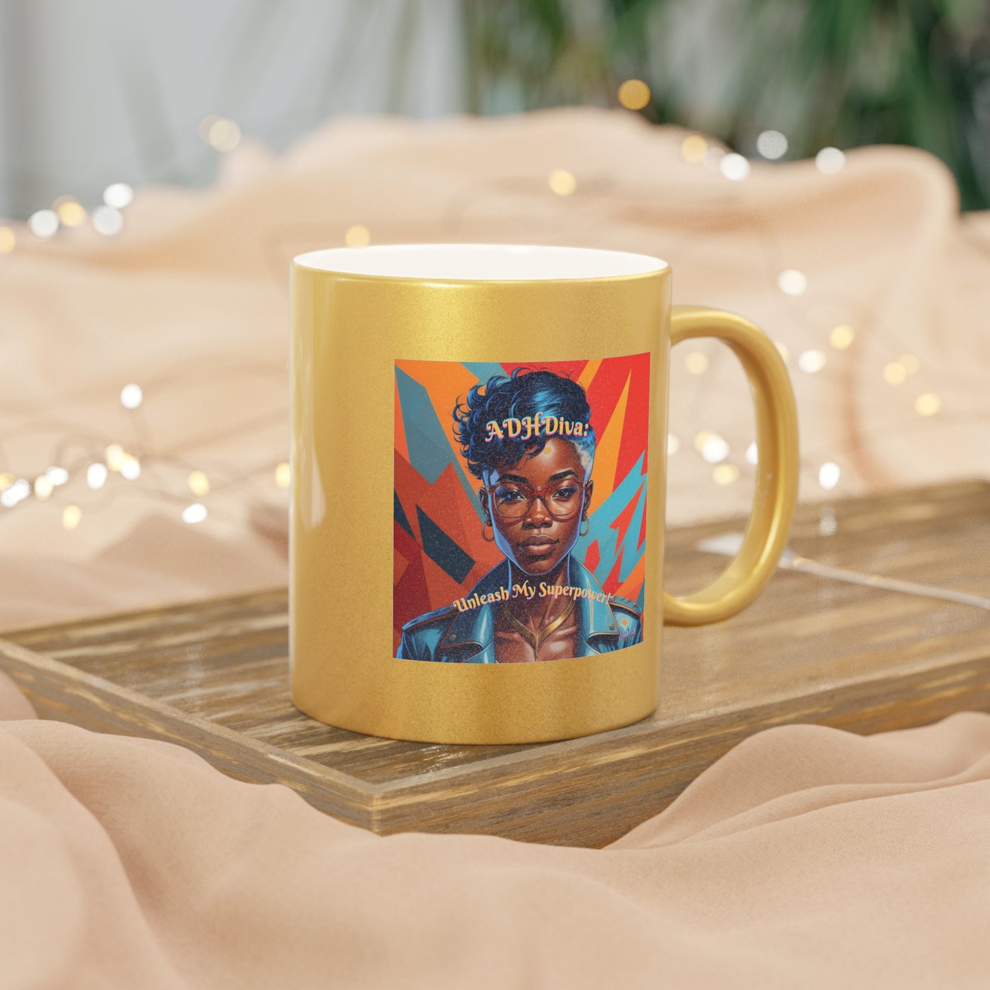 ADHDiva: Unleash My Super Power Metallic Mug (Silver\Gold)