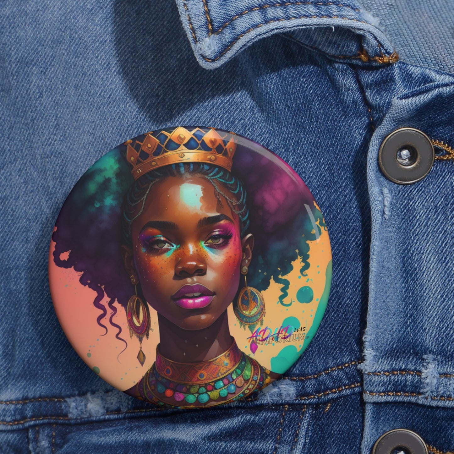 Melanated Queen Custom Pin Buttons