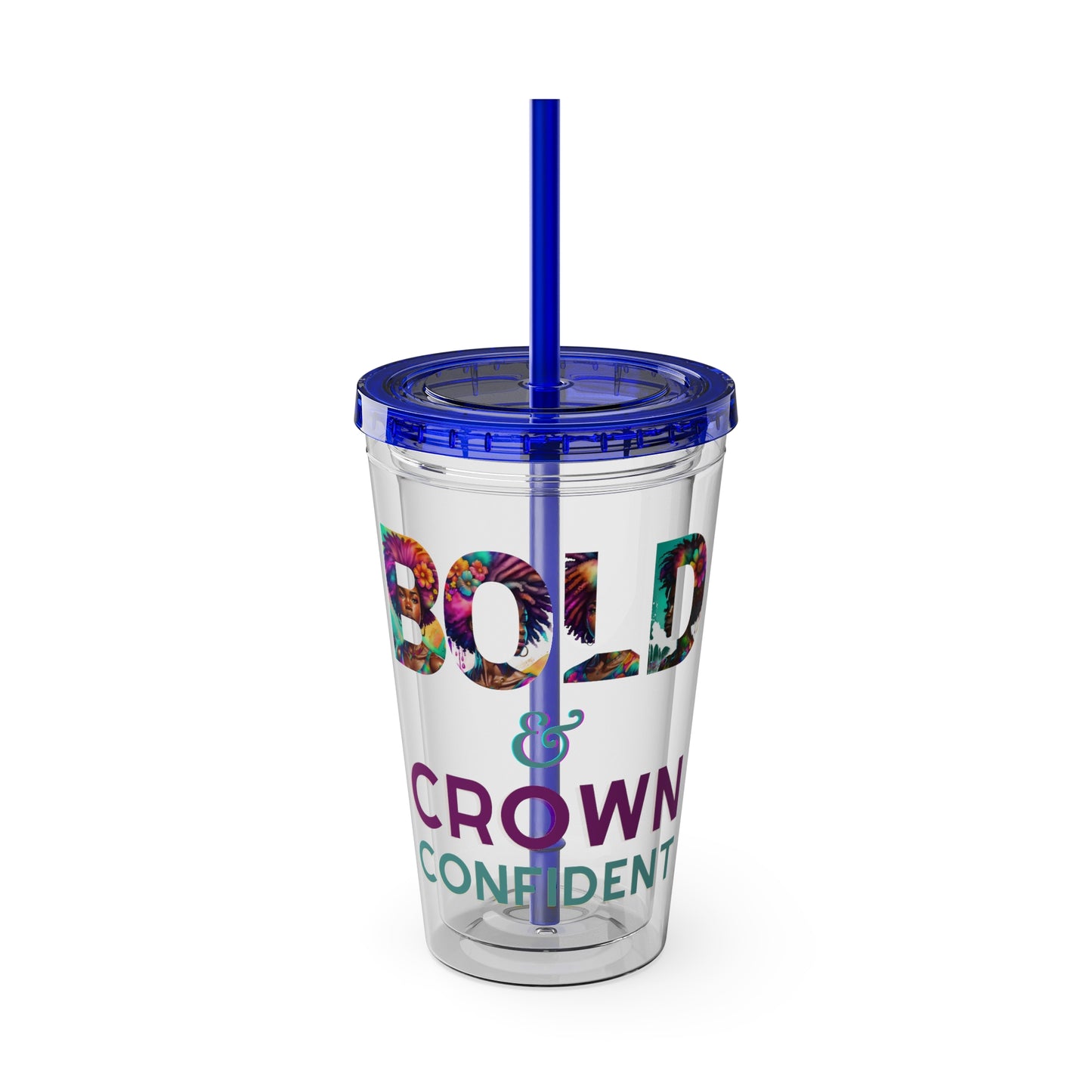 Bold and Crown Confidence Sunsplash Tumbler with Straw, 16oz