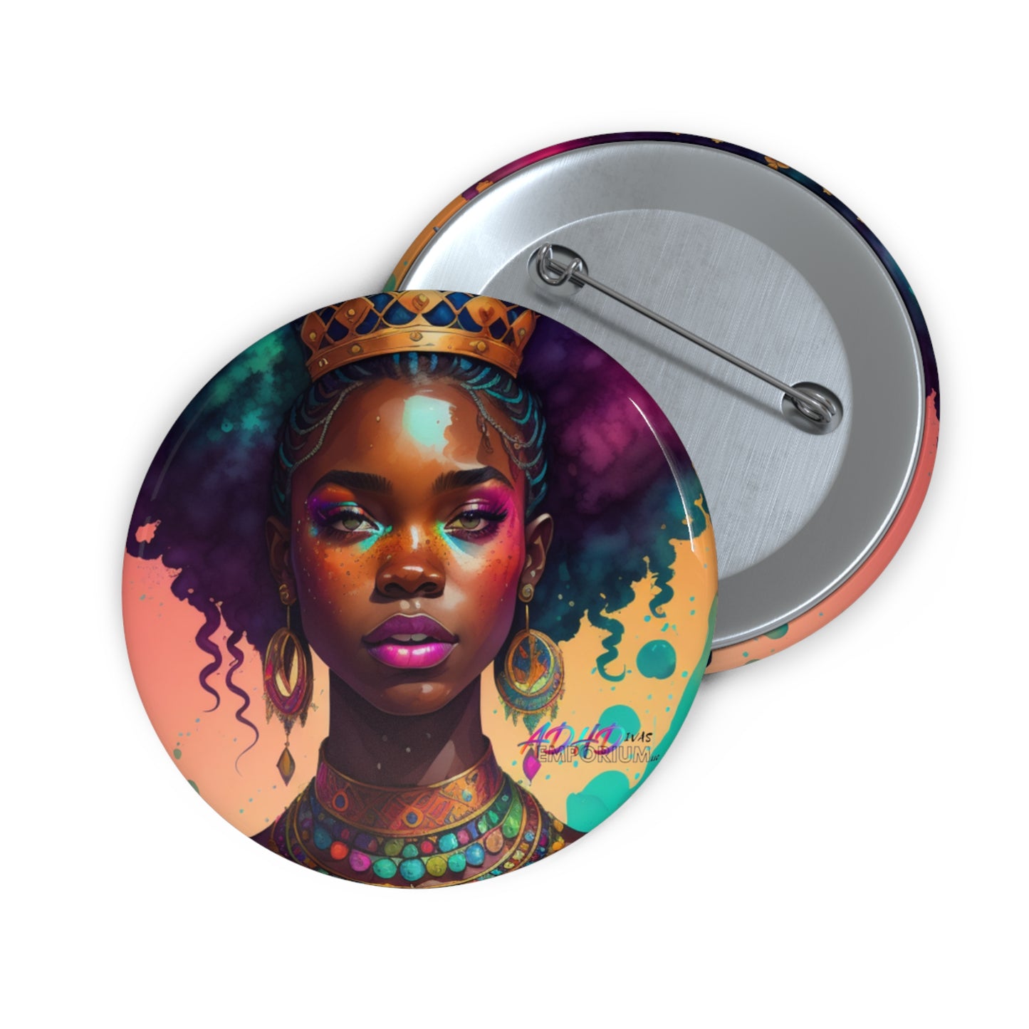 Melanated Queen Custom Pin Buttons