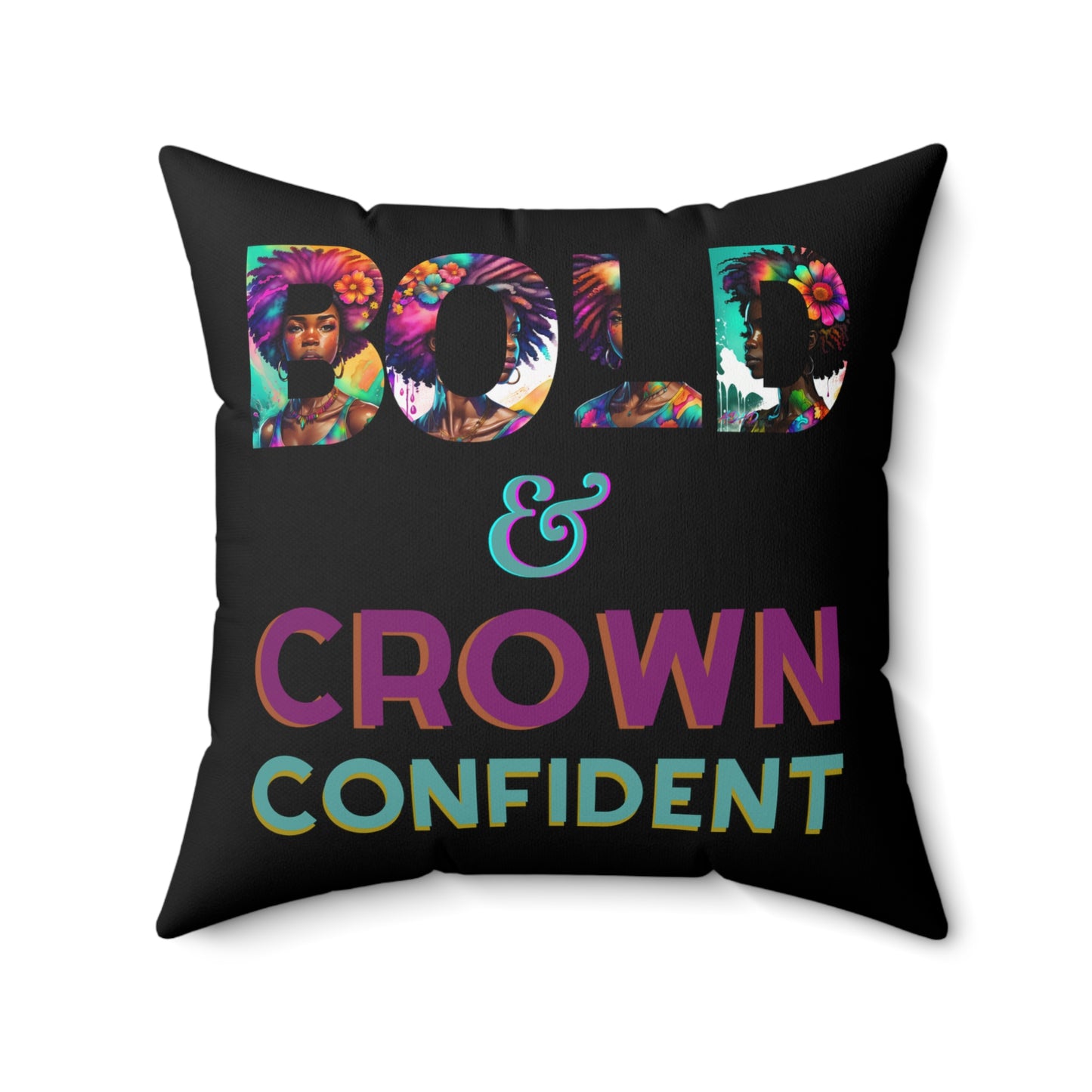 ADHD Crown Confidence - Spun Polyester Square Pillow Black