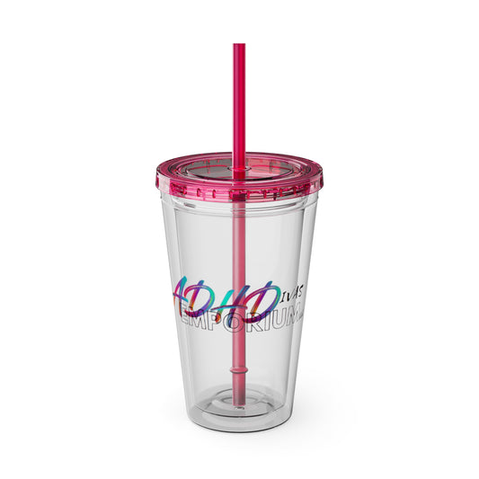 ADHDivas Emporium Sunsplash Tumbler with Straw, 16oz