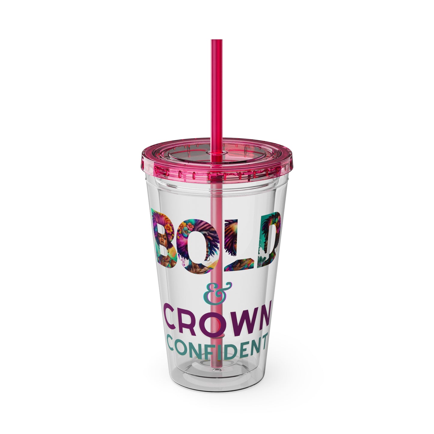 Bold and Crown Confidence Sunsplash Tumbler with Straw, 16oz