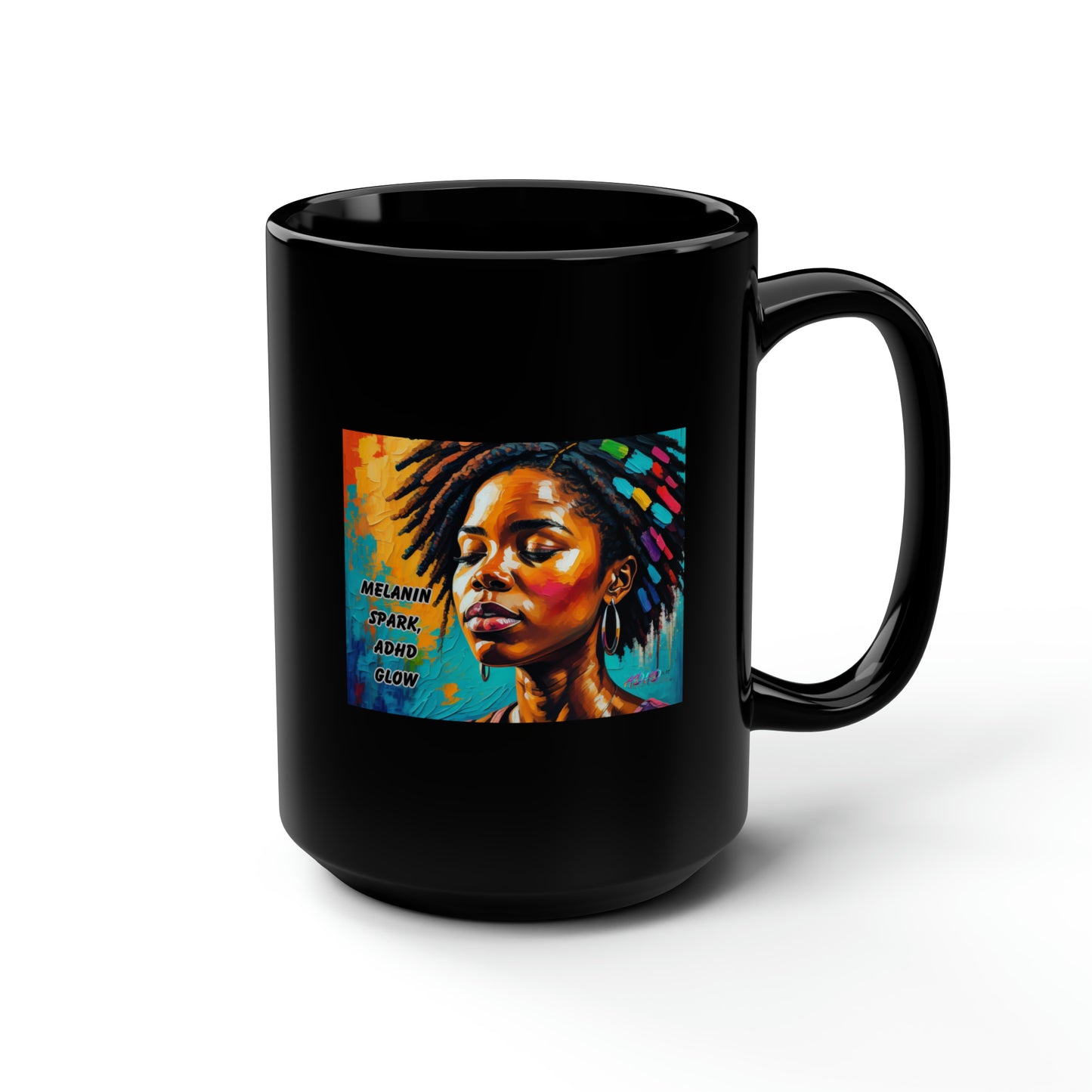 Melanin Spark - ADHD Glow Black Mug, 15oz