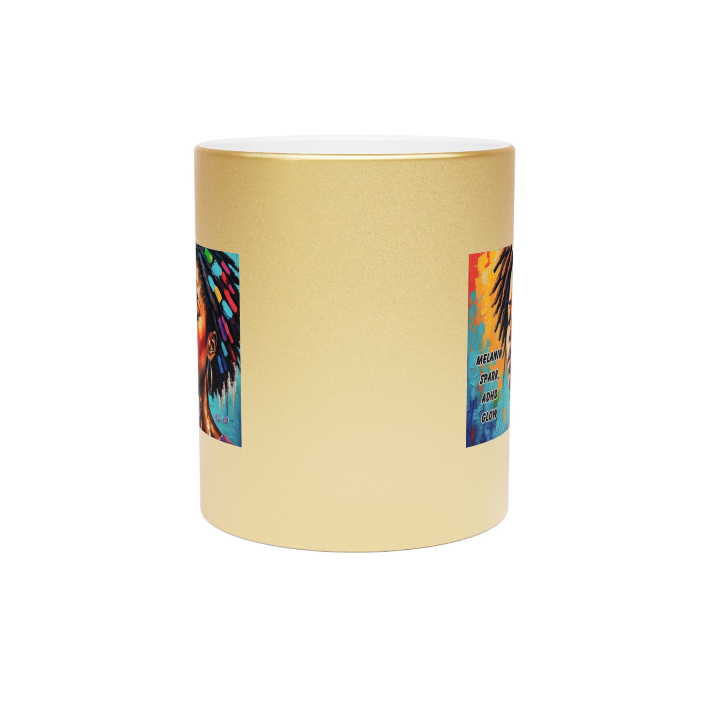 Melanin Spark - ADHD Glow Metallic Mug (Silver\Gold)