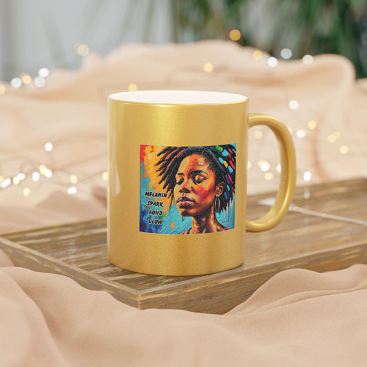 Melanin Spark - ADHD Glow Metallic Mug (Silver\Gold)