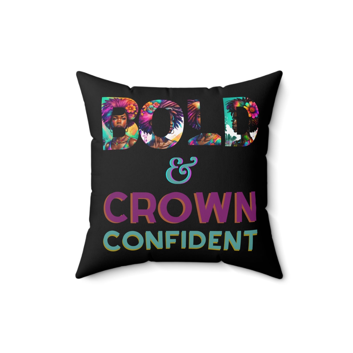 ADHD Crown Confidence - Spun Polyester Square Pillow Black