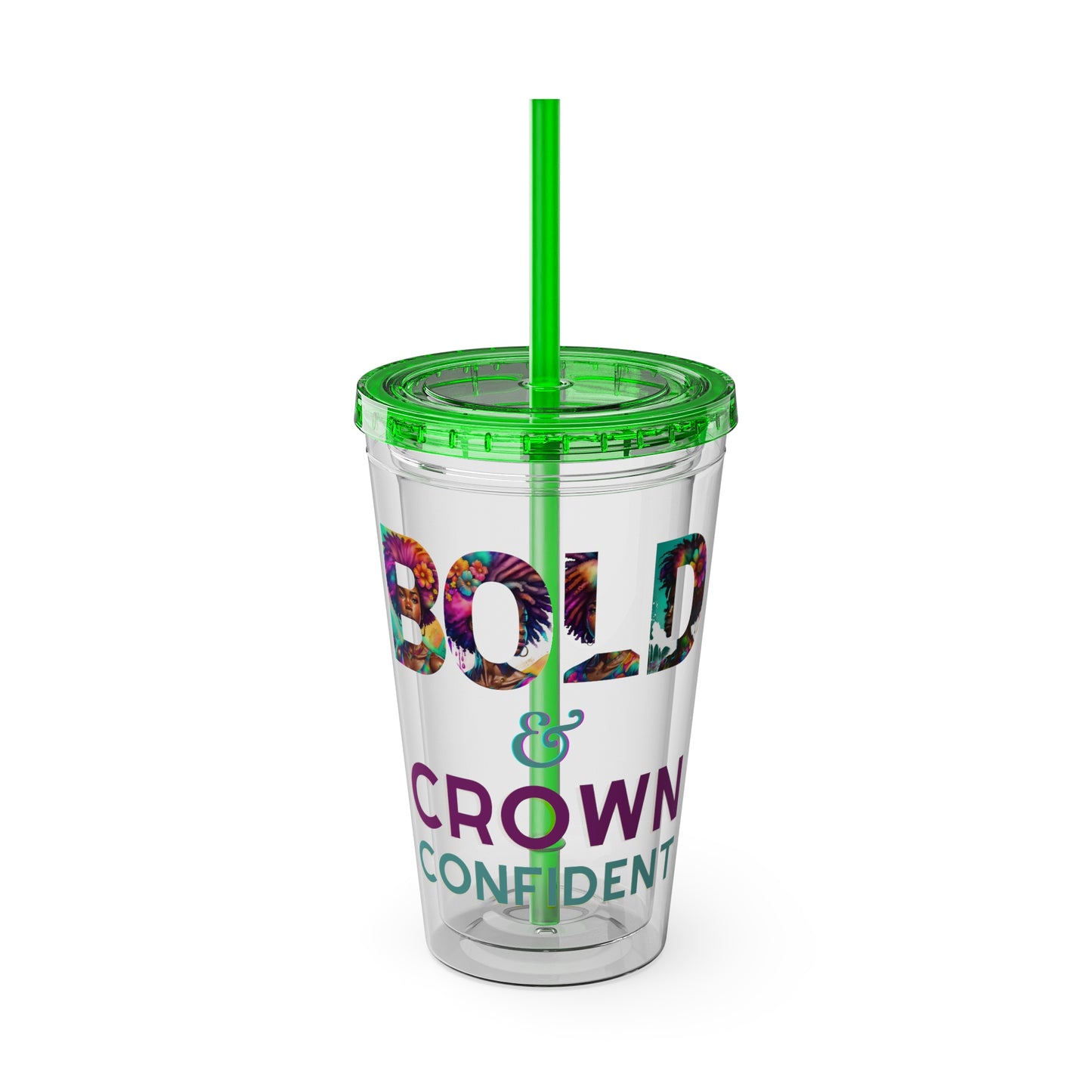 Bold and Crown Confidence Sunsplash Tumbler with Straw, 16oz