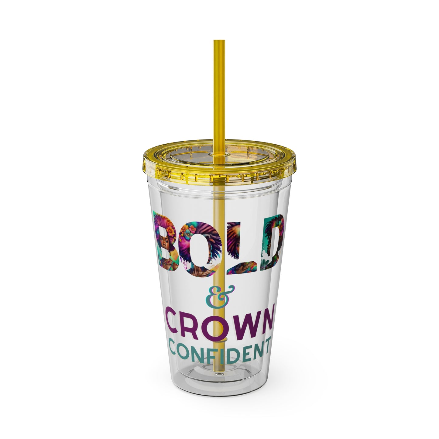 Bold and Crown Confidence Sunsplash Tumbler with Straw, 16oz