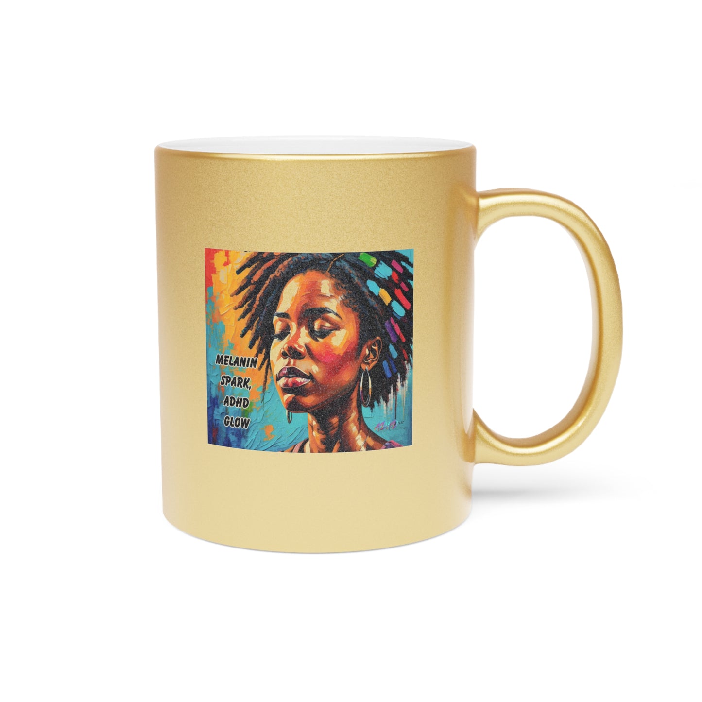 Melanin Spark - ADHD Glow Metallic Mug (Silver\Gold)