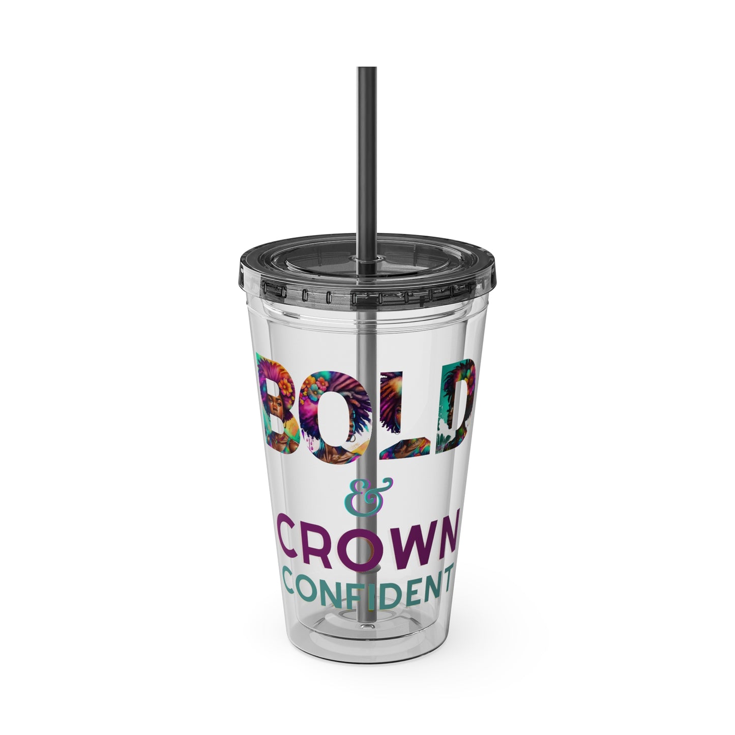 Bold and Crown Confidence Sunsplash Tumbler with Straw, 16oz