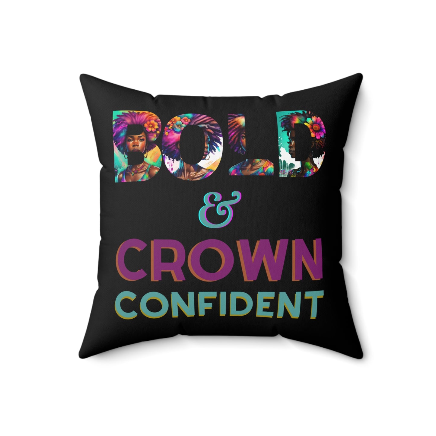 ADHD Crown Confidence - Spun Polyester Square Pillow Black