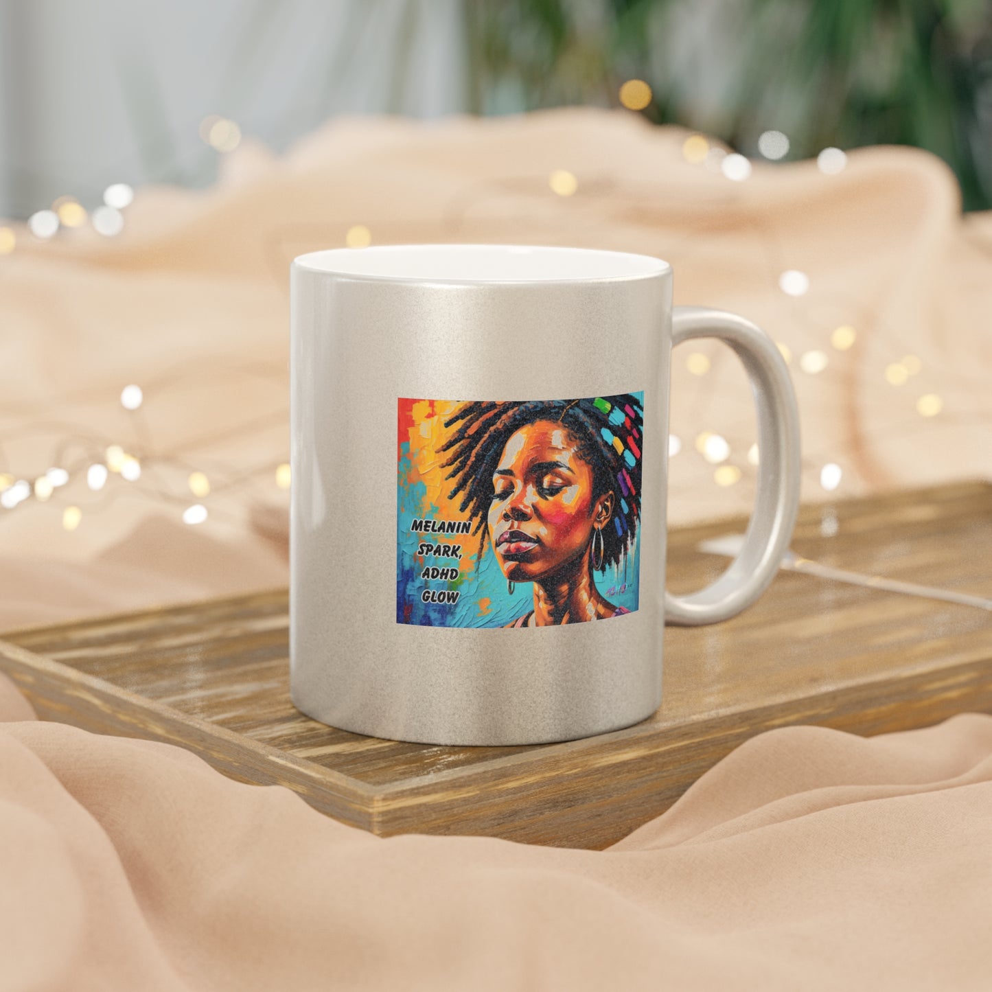 Melanin Spark - ADHD Glow Metallic Mug (Silver\Gold)