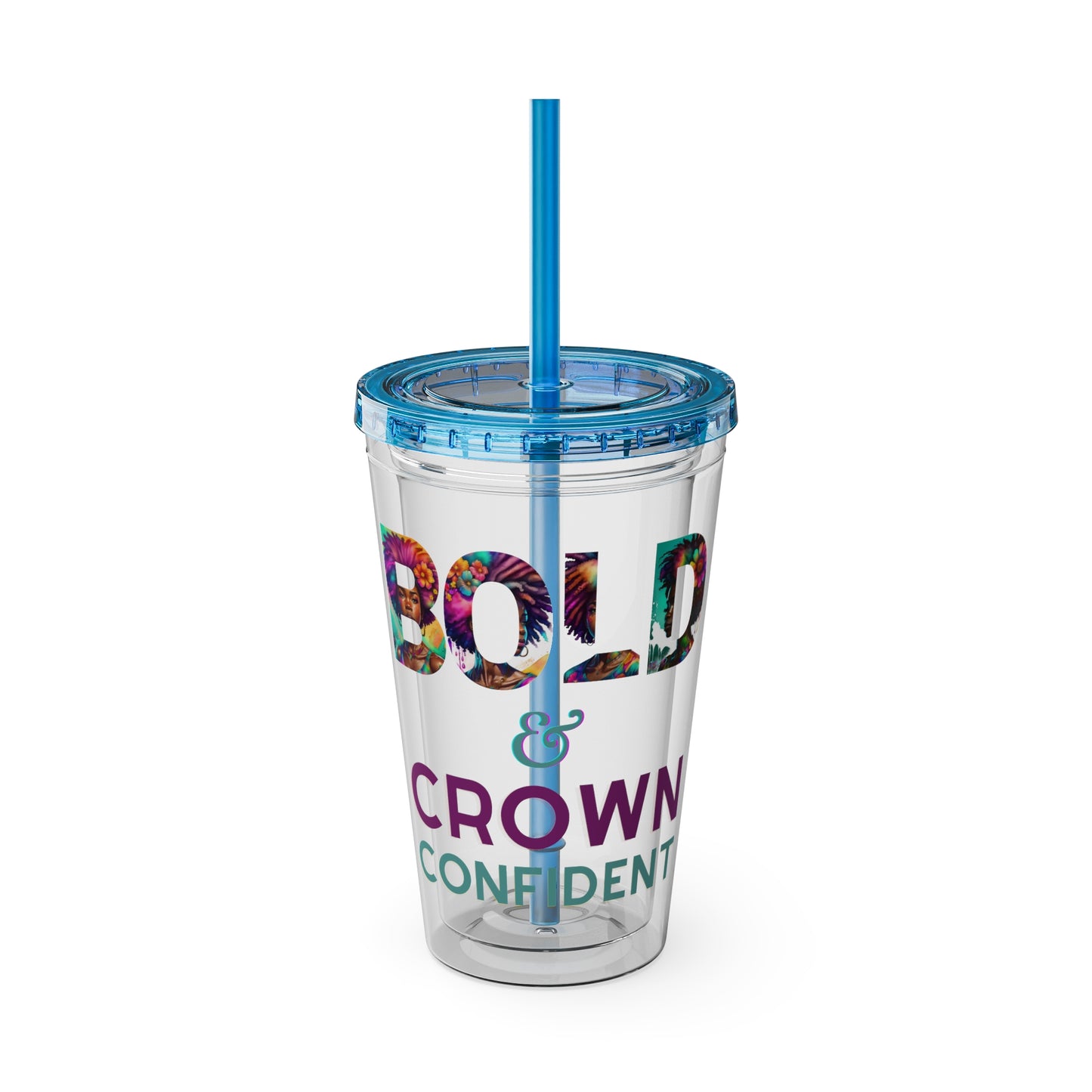 Bold and Crown Confidence Sunsplash Tumbler with Straw, 16oz