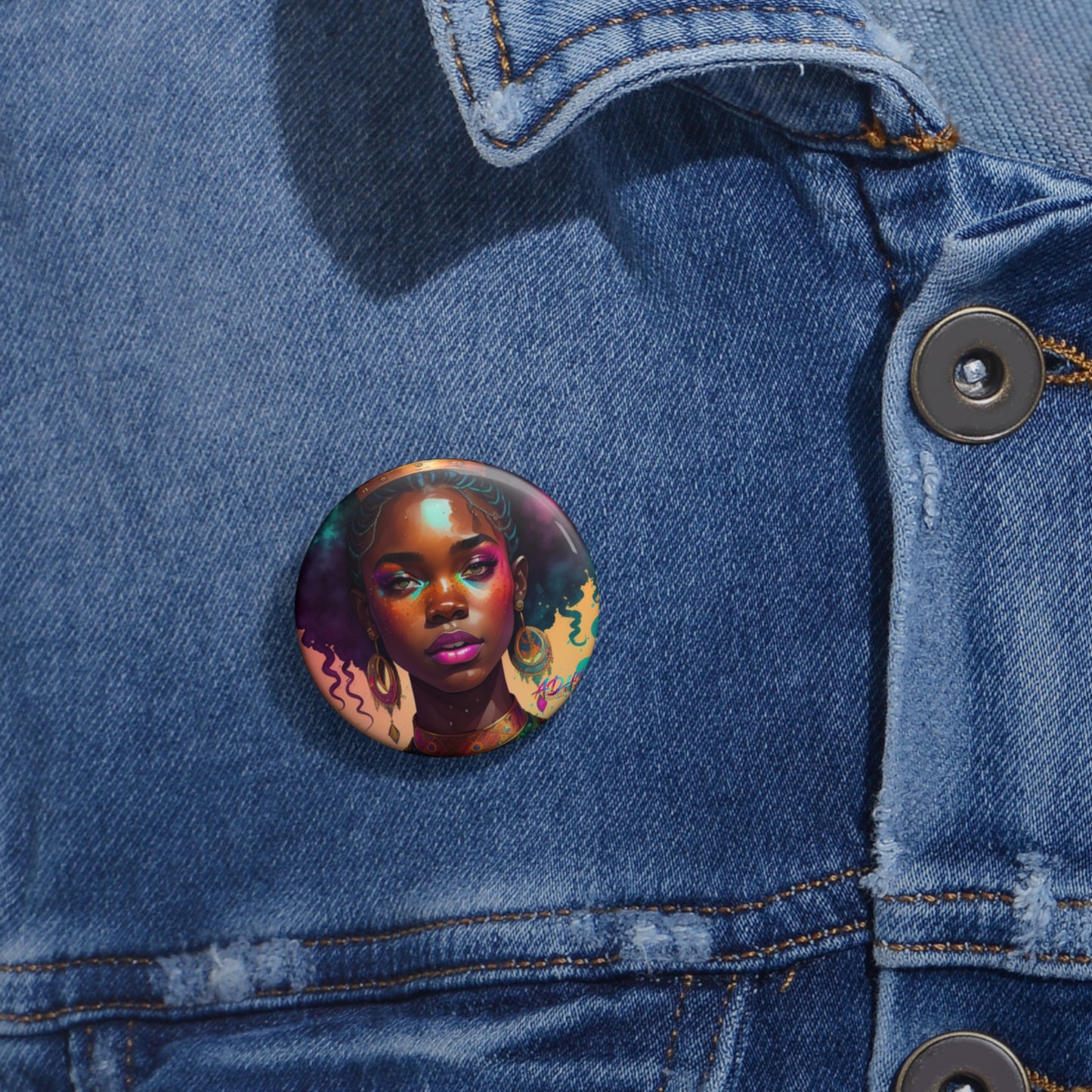 Melanated Queen Custom Pin Buttons