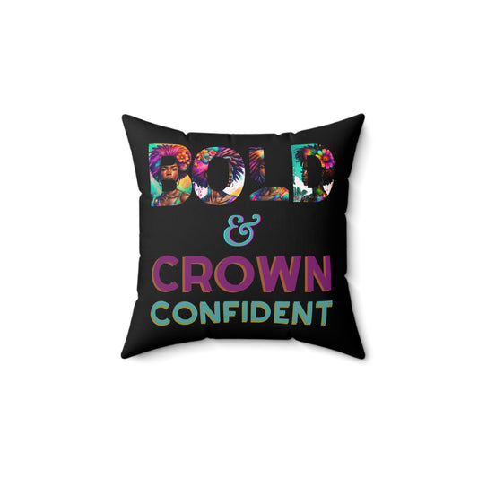 ADHD Crown Confidence - Spun Polyester Square Pillow Black