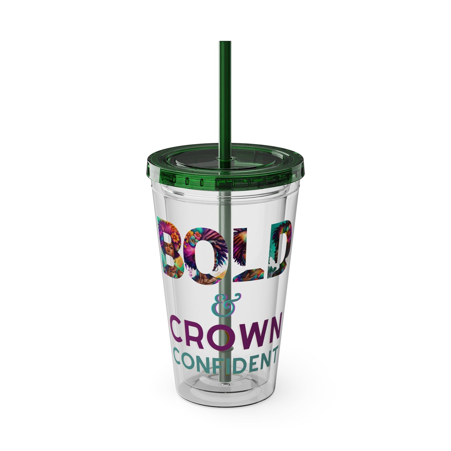 Bold and Crown Confidence Sunsplash Tumbler with Straw, 16oz