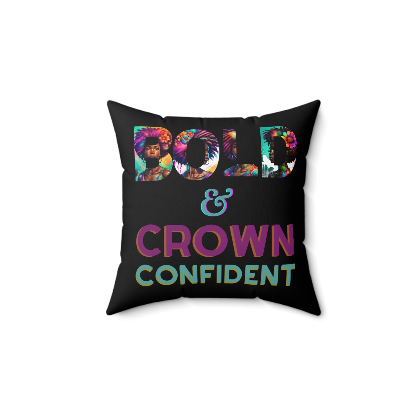 ADHD Crown Confidence - Spun Polyester Square Pillow Black