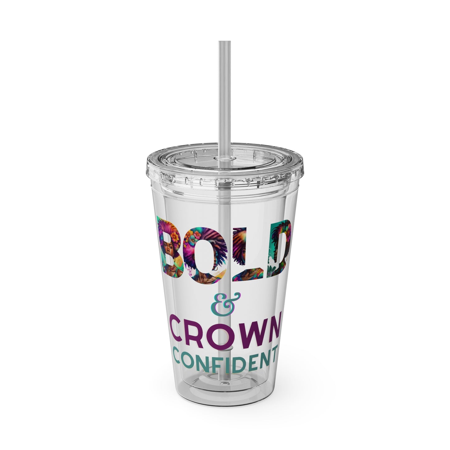 Bold and Crown Confidence Sunsplash Tumbler with Straw, 16oz