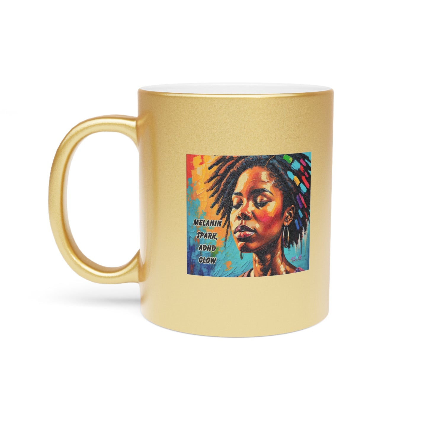 Melanin Spark - ADHD Glow Metallic Mug (Silver\Gold)