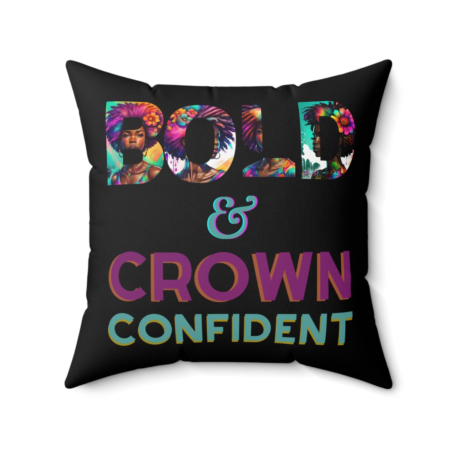 ADHD Crown Confidence - Spun Polyester Square Pillow Black