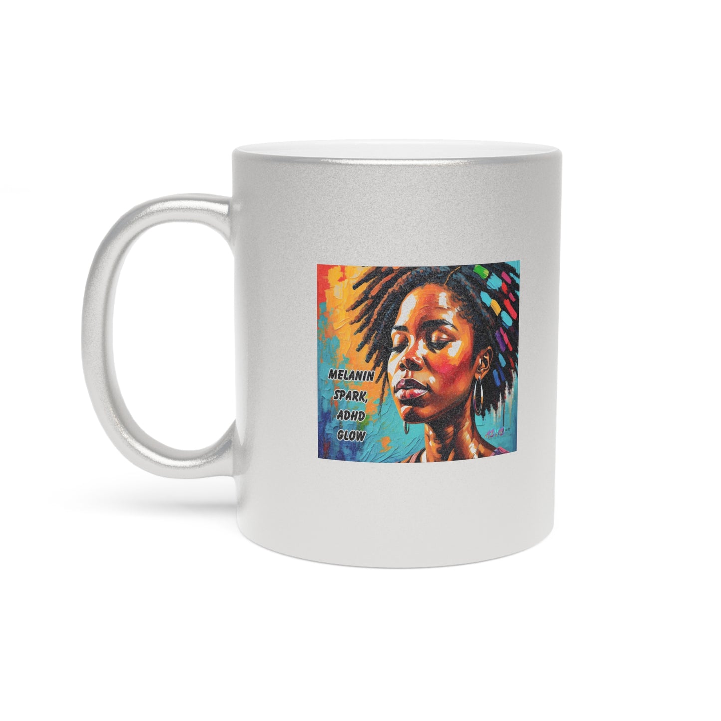 Melanin Spark - ADHD Glow Metallic Mug (Silver\Gold)