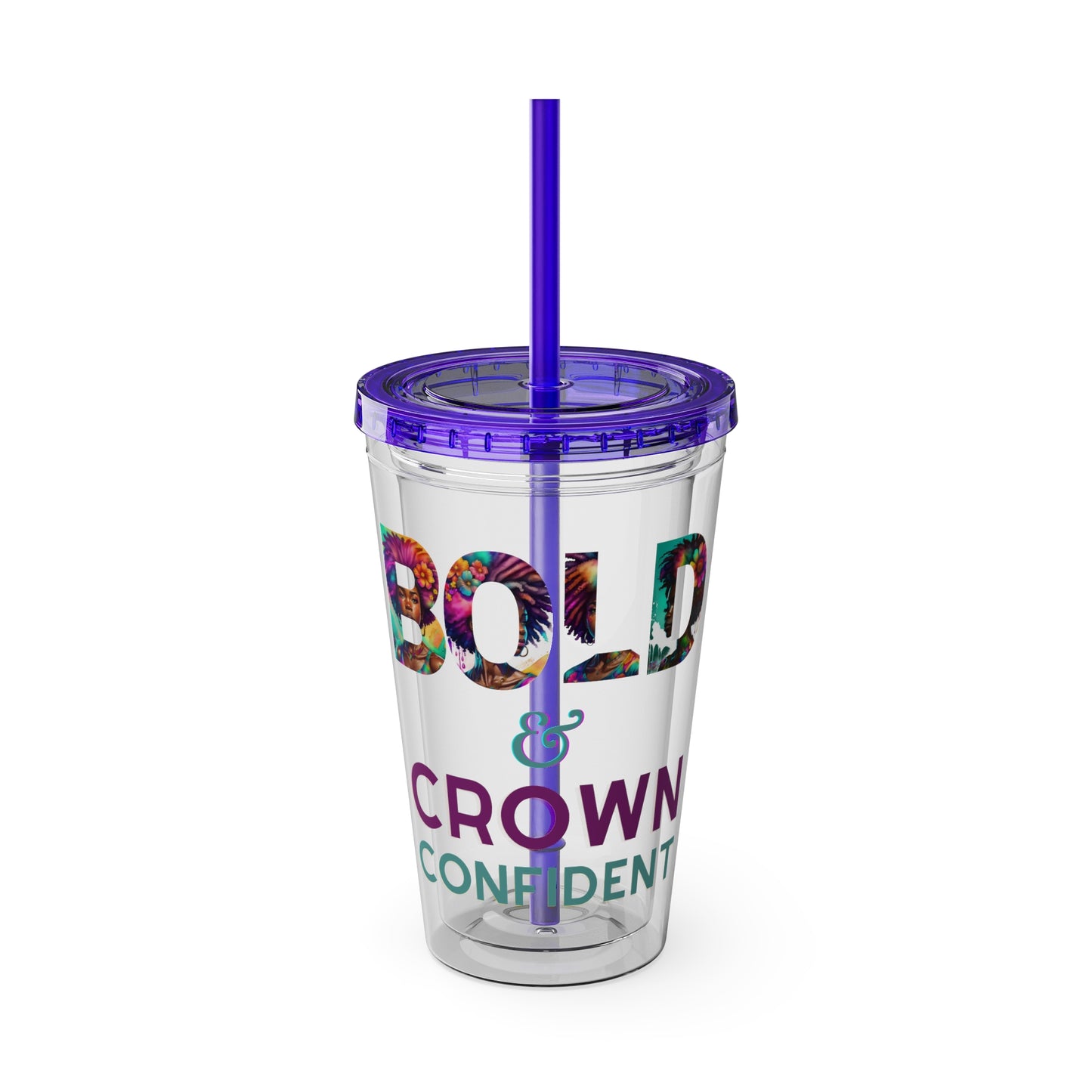 Bold and Crown Confidence Sunsplash Tumbler with Straw, 16oz