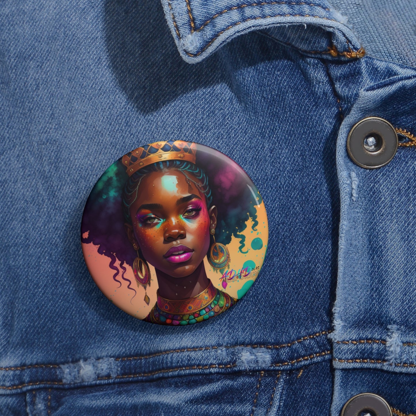 Melanated Queen Custom Pin Buttons