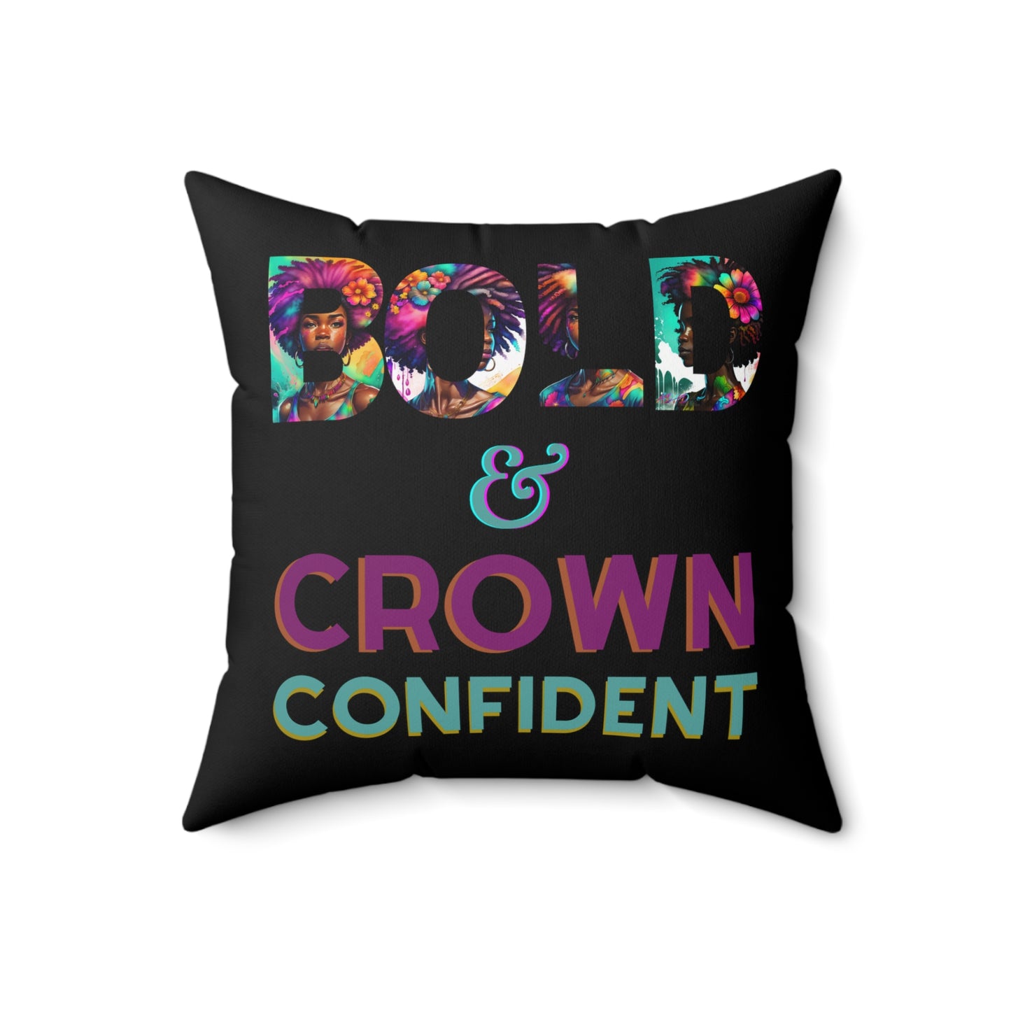 ADHD Crown Confidence - Spun Polyester Square Pillow Black