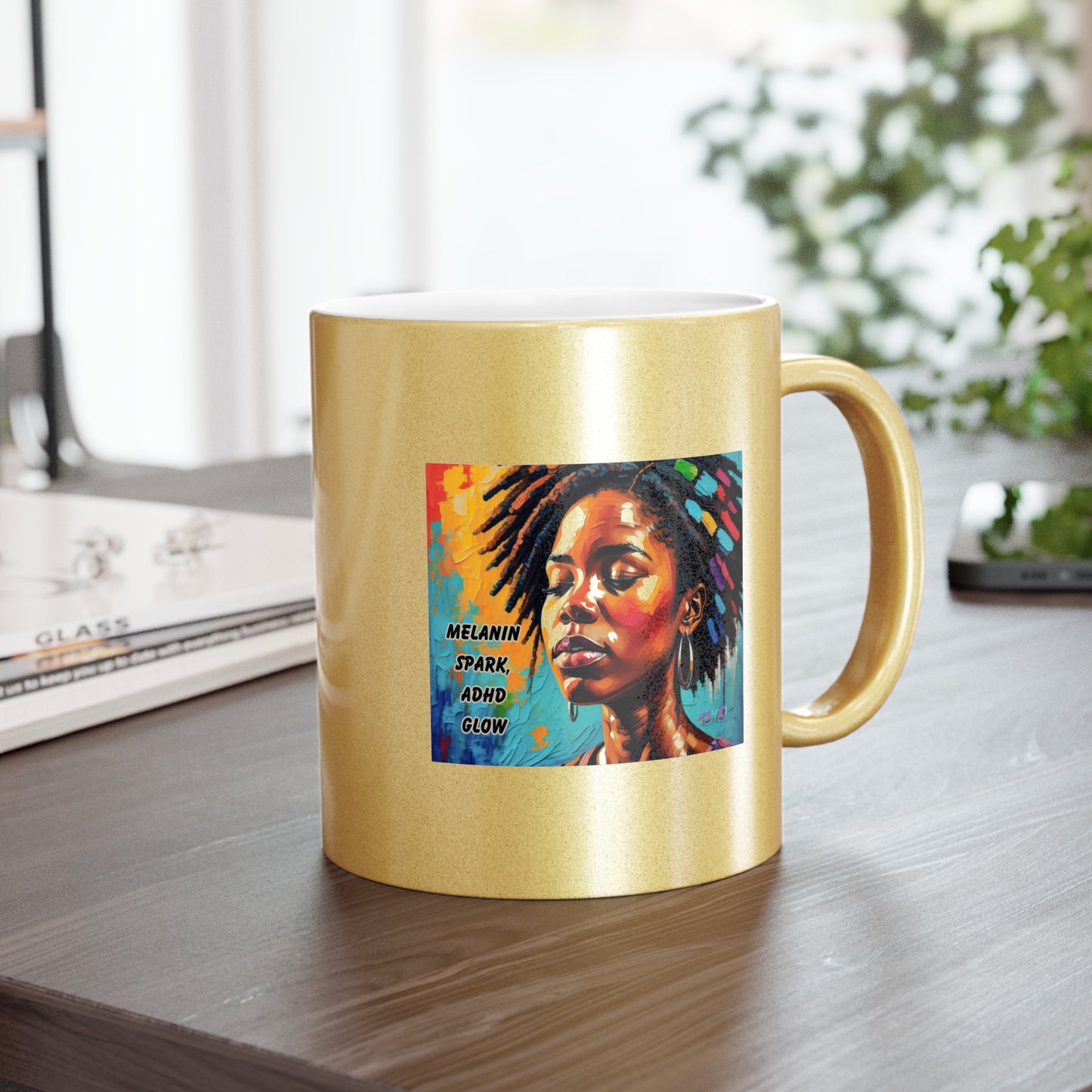 Melanin Spark - ADHD Glow Metallic Mug (Silver\Gold)