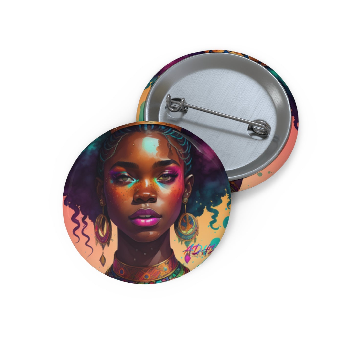 Melanated Queen Custom Pin Buttons